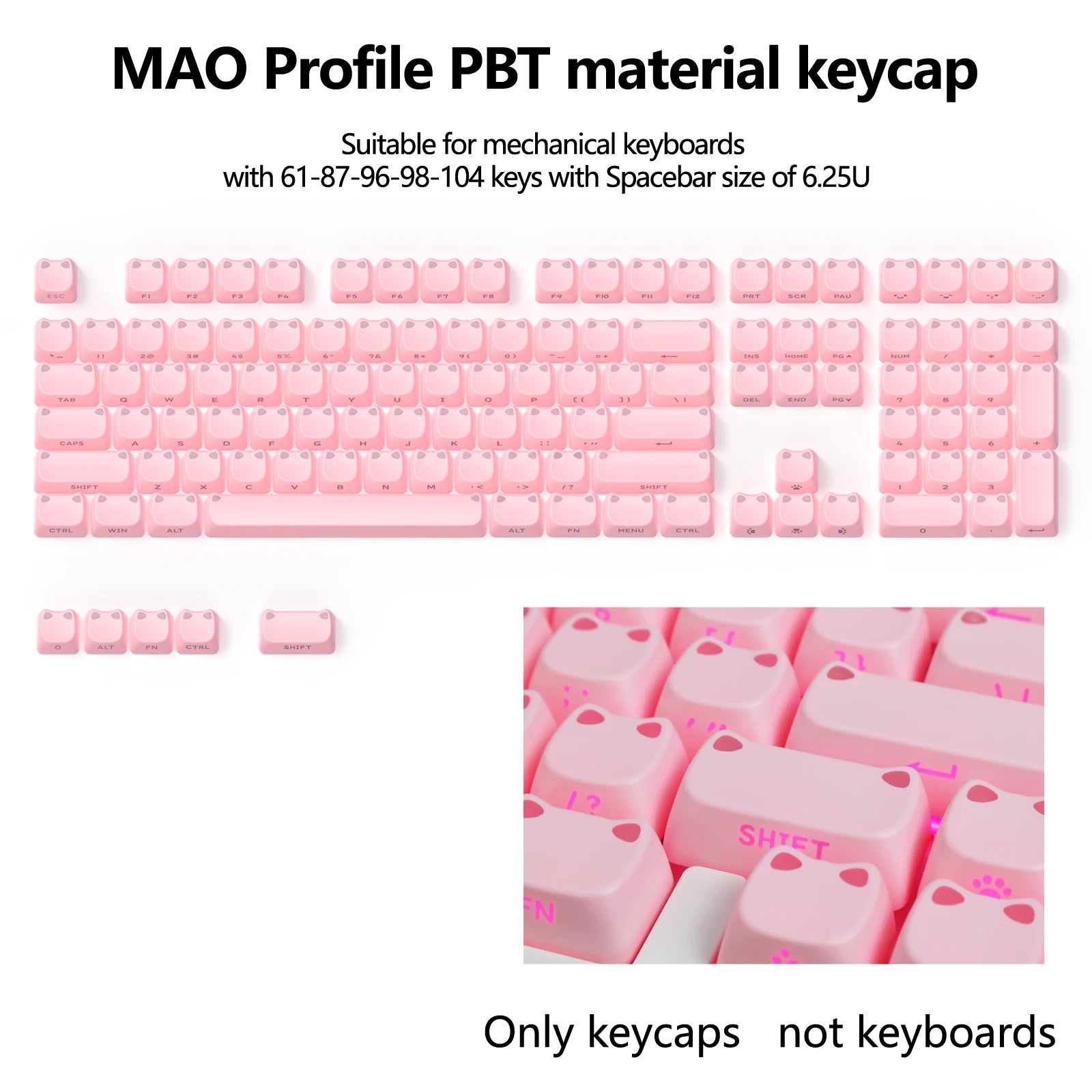 Water Lily Cat Ear PBT Keycaps: Cutest MAO Gaming Upgrade