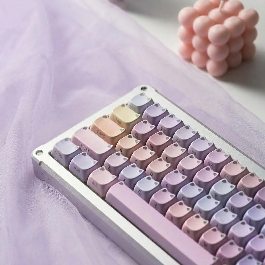 Water Lily Cat Ear PBT Keycaps: Cutest MAO Gaming Upgrade