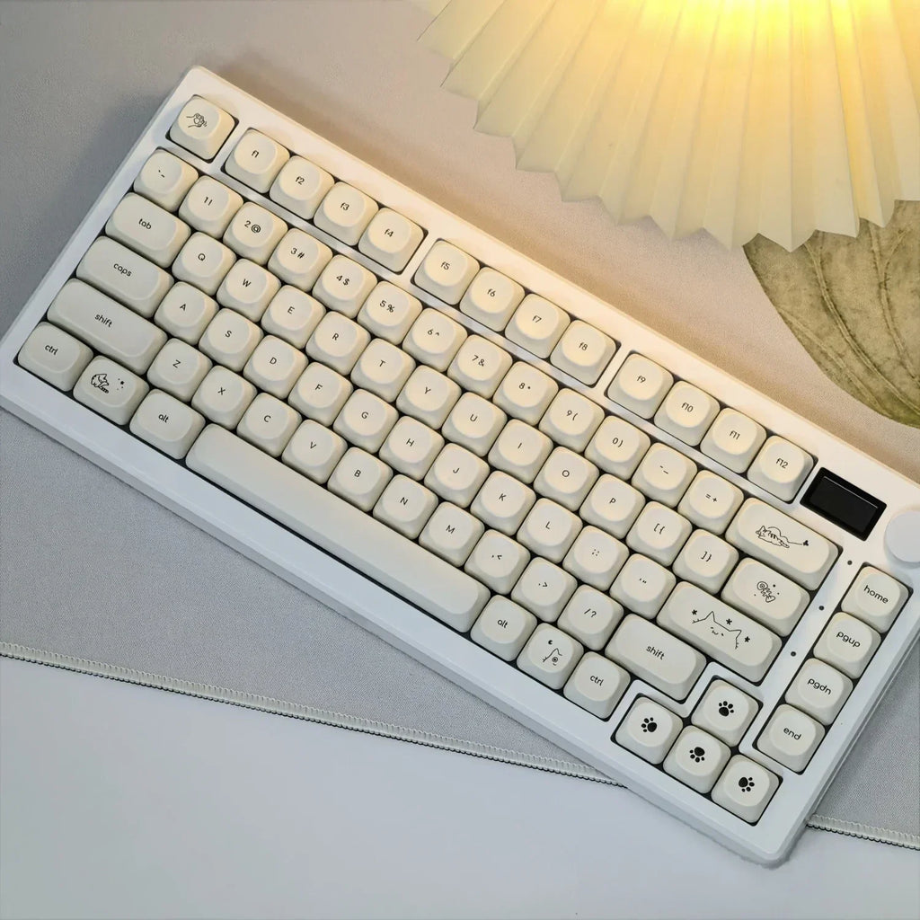 Milky White Cat PBT Keycaps: Ultimate MOA Custom Upgrade