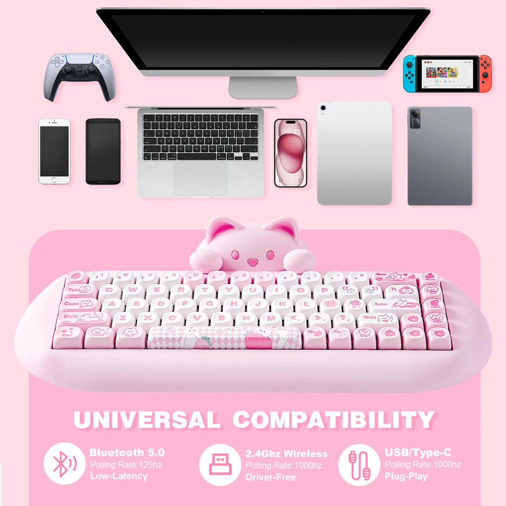 YUNZII C68 Wireless Keyboard: Best Cute Cat Custom Gaming Keeb