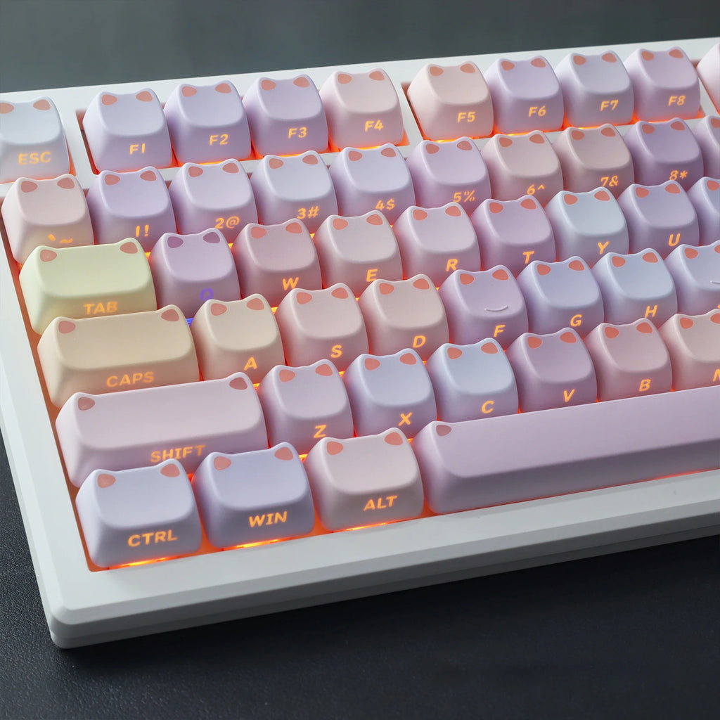 Water Lily Cat Ear PBT Keycaps: Cutest MAO Gaming Upgrade