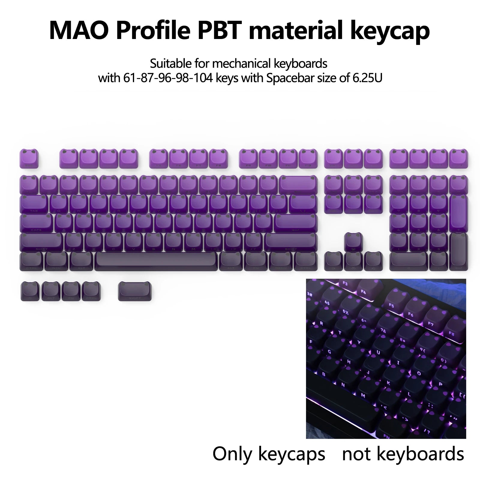 Water Lily Cat Ear PBT Keycaps: Cutest MAO Gaming Upgrade