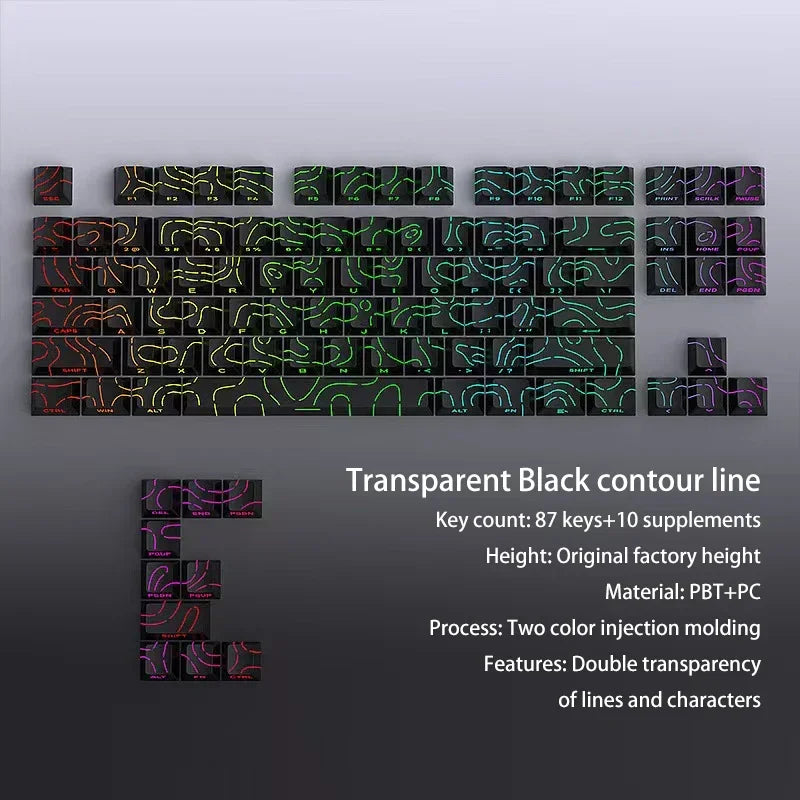 Contour 4.0 PBT Keycaps: Side Engraved Translucent Gaming Caps