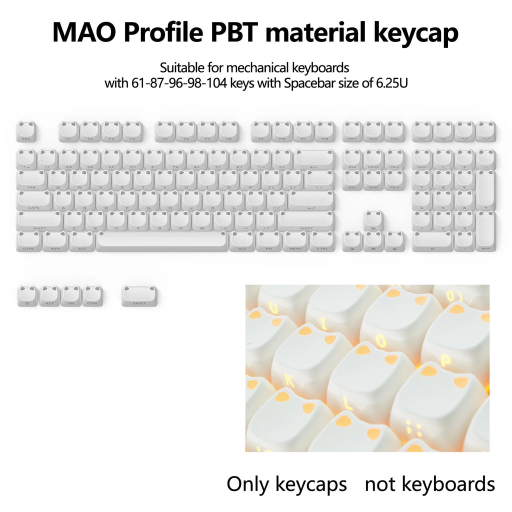 Water Lily Cat Ear PBT Keycaps: Cutest MAO Gaming Upgrade