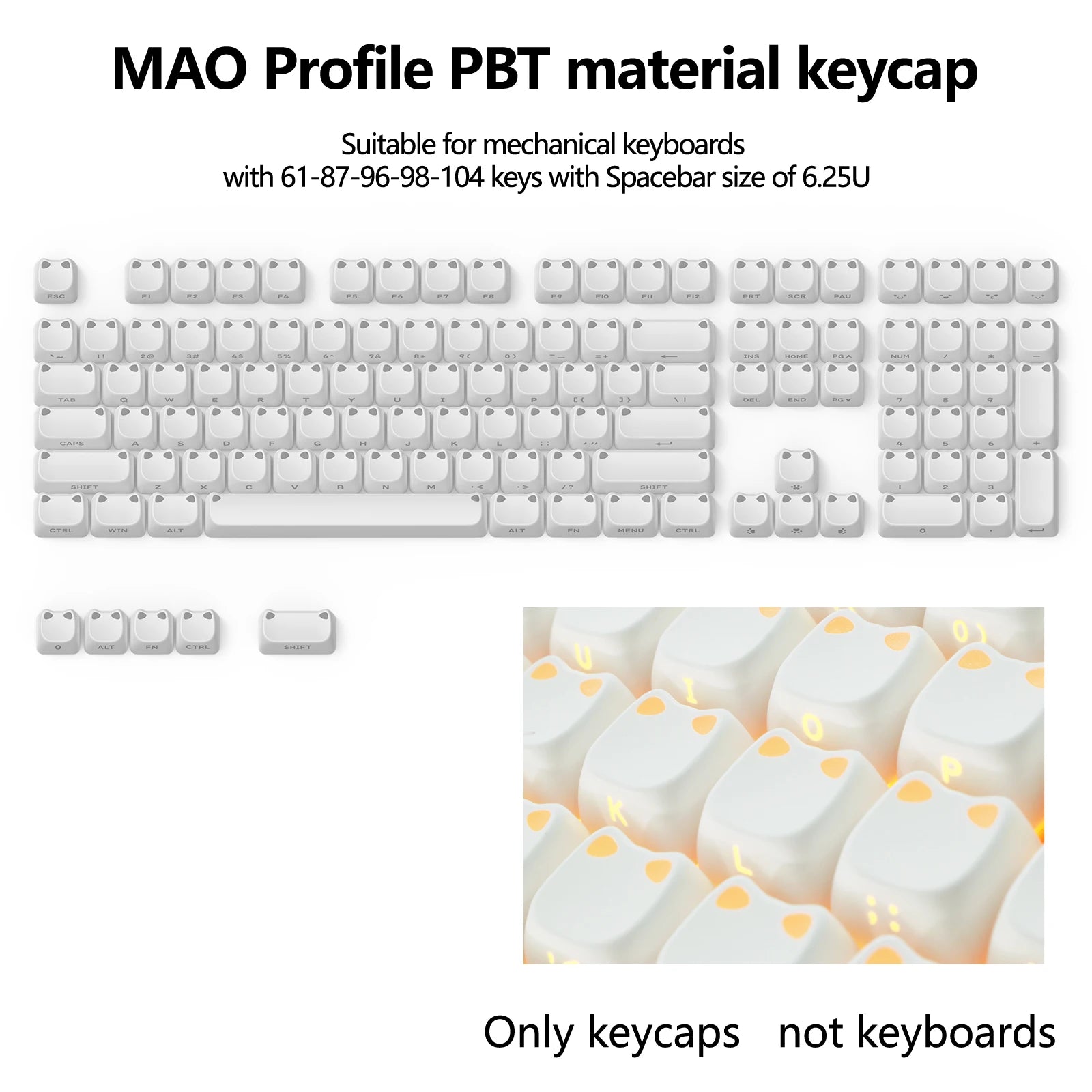 Water Lily Cat Ear PBT Keycaps: Cutest MAO Gaming Upgrade