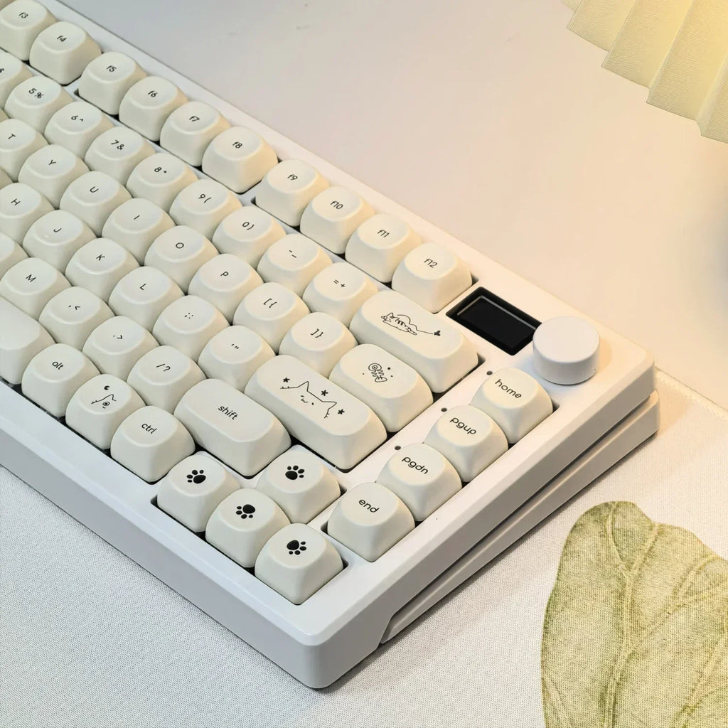 Milky White Cat PBT Keycaps: Ultimate MOA Custom Upgrade