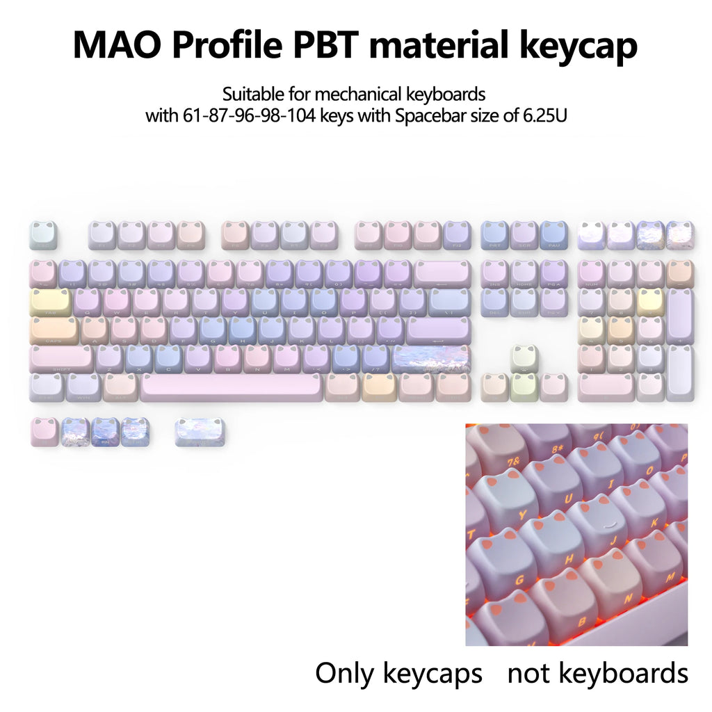 Water Lily Cat Ear PBT Keycaps: Cutest MAO Gaming Upgrade