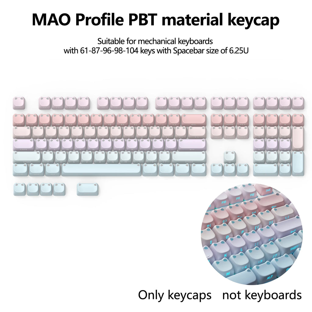 Water Lily Cat Ear PBT Keycaps: Cutest MAO Gaming Upgrade