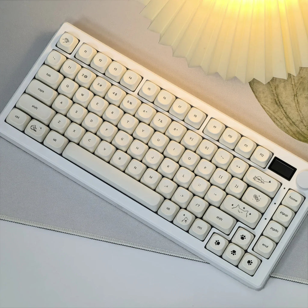 Milky White Cat PBT Keycaps: Ultimate MOA Custom Upgrade