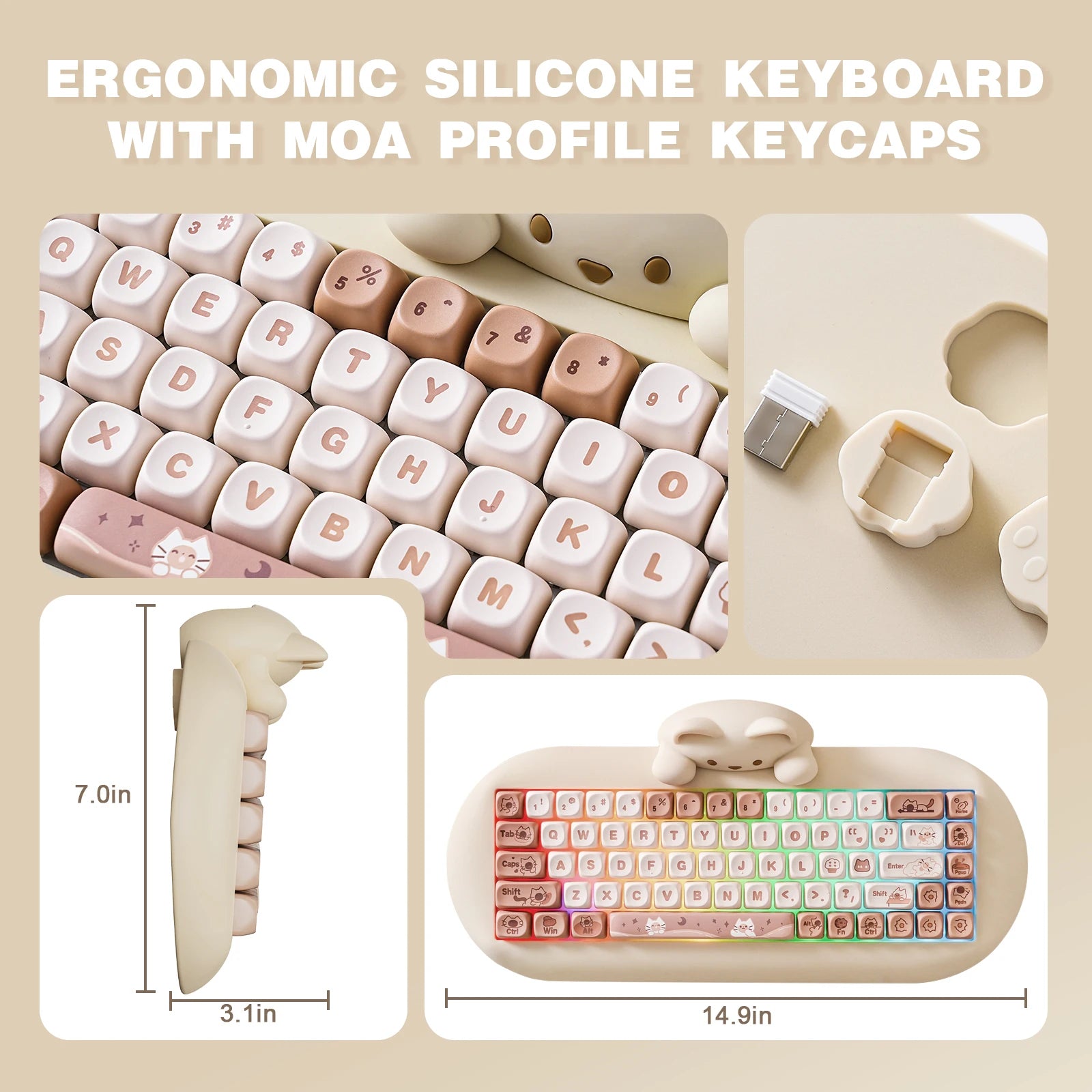 YUNZII C68 Wireless Keyboard: Best Cute Cat Custom Gaming Keeb