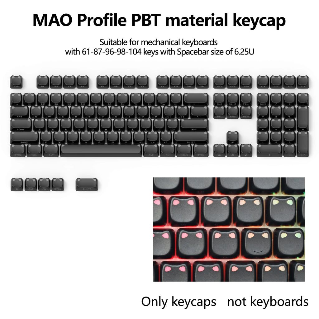 Water Lily Cat Ear PBT Keycaps: Cutest MAO Gaming Upgrade